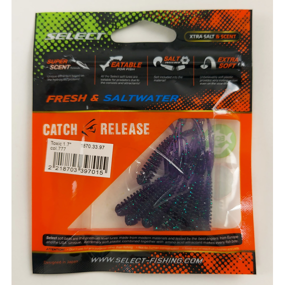 Силікон Select Toxic 1.7" col.777 (8 шт/упак), Довжина силікону: 1.7" (4.2 см), Колір силікону: 777, фото , изображение 10