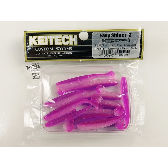 Силікон Keitech Easy Shiner 2" (12 шт/упак), колір:pal#14 glamorous pink, Довжина силікону: 2" (5.1 см), Колір силікону: PAL#14 Glamorous Pink, фото , изображение 10