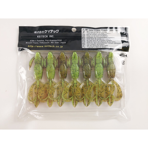 Силікон Keitech Crazy Flapper 3.6" (7 шт/упак), колір: 401 greenpumpkinpp.chart, Довжина силікону: 3.6" (9.1 см), Колір силікону: 401 Green Pumpkin/Chartreuse, фото , изображение 10