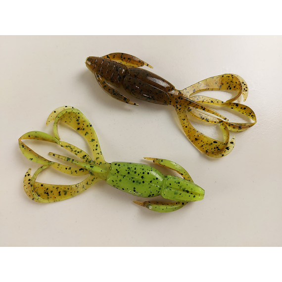 Силікон Keitech Crazy Flapper 3.6" (7 шт/упак), колір: 401 greenpumpkinpp.chart, Довжина силікону: 3.6" (9.1 см), Колір силікону: 401 Green Pumpkin/Chartreuse, фото , изображение 3