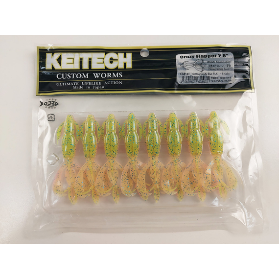 Силікон Keitech Crazy Flapper 2.8" (8 шт/уп),, колір: ea#16 cotton candy blue f, Довжина силікону: 2.8" (7.1 см), Колір силікону: ea#16 cotton candy blue f, фото , изображение 9