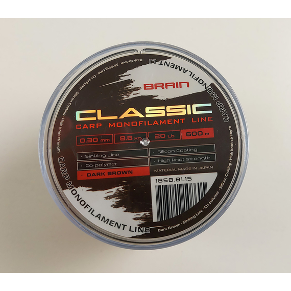 Жилка Brain Classic Carp Line 600m 0,30mm 8,8kg 20lb Dark brown, Діаметр: 0.30, Розмотування: 600, Колір: Dark brown, фото , изображение 11