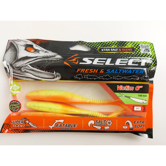 Силікон Select Victim V-Tail 6" #247 (3 шт / уп), Довжина силікону: 6.0" (15.24 см), Колір силікону: 247, фото , изображение 11