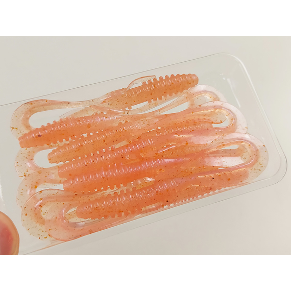 Силікон Keitech Mad Wag Mini 3.5" (10 шт/упак), колір:011 natural pink, Довжина силікону: 3.5" (8.9 см), Колір силікону: 011 Natural Pink, фото , изображение 9