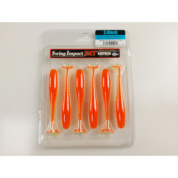 Силікон Keitech Swing Impact FAT 3.8" (6 шт/упак), колір:pal#04 sun shine lemon, Довжина силікону: 3.8" (9.7 см), Колір силікону: PAL#04 Sun Shine Lemon, фото , изображение 8