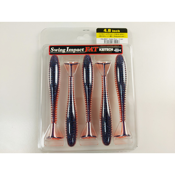 Силікон Keitech Swing Impact FAT 4.8" (5 шт/уп), колір:pal#09 violet fire, Довжина силікону: 4.8" (12.2 см), Колір силікону: PAL#09 Violet Fire, фото , изображение 10