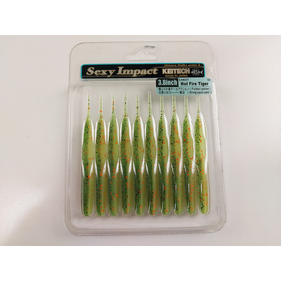 Силикон Keitech Sexy Impact 3.8" (10 шт/упак) ц:ea#05 hot fire tiger, Длина силикона: 3.8" (9.7 см), Расцветка силикона: EA#05 Hot Fire Tiger, фото , изображение 8