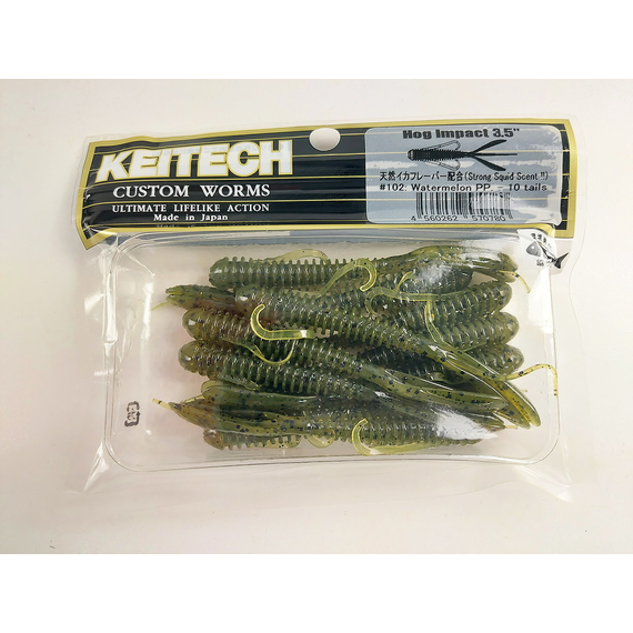 Силікон Keitech Hog Impact 3.5" (10 шт/упак), колір:102 watermelon pp., Довжина силікону: 3.5" (8.9 см), Колір силікону: 102 Watermelon PP, фото , изображение 9