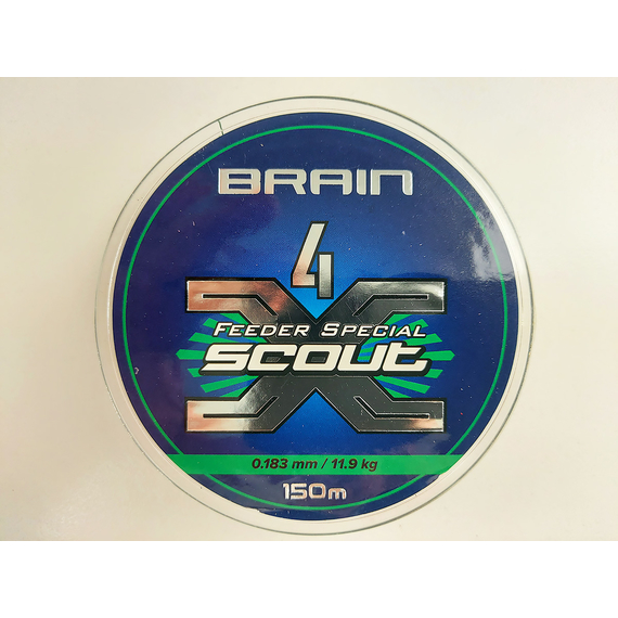 Шнур Brain Scout 4X 150m (deep green) 0.183мм 11.9kg, Діаметр: 0.183mm, Колір: deep green, фото , изображение 10