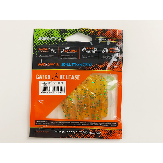 Силікон Select Kraken 1.8" col.006 (7 шт/упак), Довжина силікону: 1.8" (4.57 см), Колір силікону: 006, фото , изображение 4