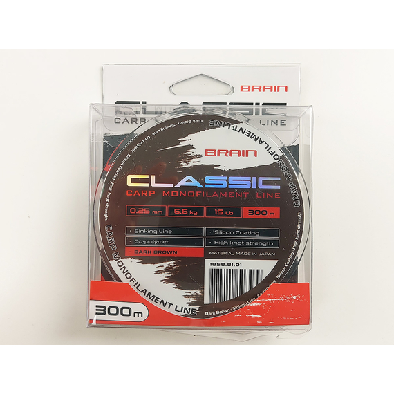 Леска Brain Classic Carp Line 300m 0,25mm 6,6kg 15lb Dark brown, Диаметр: 0.25, Размотка: 300, Выберите цвет: Dark brown, фото , изображение 5