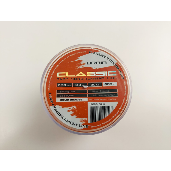 Леска Brain Classic Carp Line 600m 0,30mm 8,8kg 20lb Solid orange, Диаметр: 0.30, Размотка: 600, Выберите цвет: Solid orange, фото , изображение 8