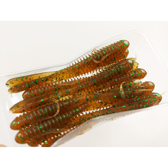 Силікон Keitech Hog Impact 3.5" (10 шт/упак), колір:ea#02 peach green flk., Довжина силікону: 3.5" (8.9 см), Колір силікону: EA#02 Peach Green FLK, фото , изображение 7