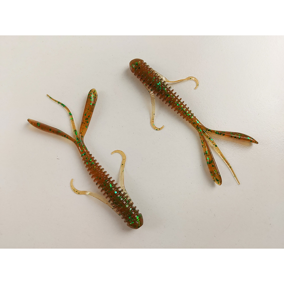 Силікон Keitech Hog Impact 3.5" (10 шт/упак), колір:ea#02 peach green flk., Довжина силікону: 3.5" (8.9 см), Колір силікону: EA#02 Peach Green FLK, фото , изображение 4