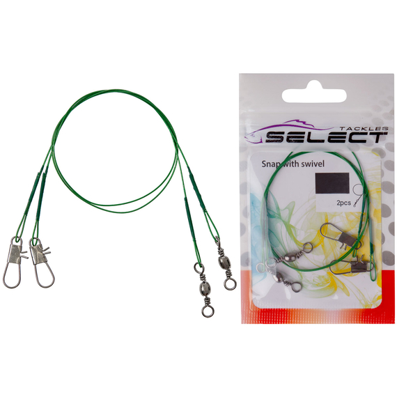 Повідець Select плетений зелений 1x7 15cm 6kg (2шт/уп), фото 