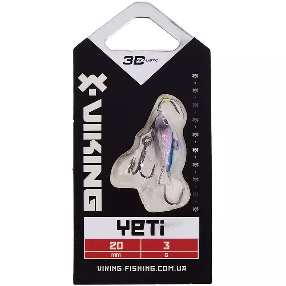 Балансир Viking Fishing Yeti Ice Jig 20mm 3.0g #1 Blue Glam, Размер/Вес: 20мм/3г, Колір балансиру: #1 Blue Glam, фото , изображение 2