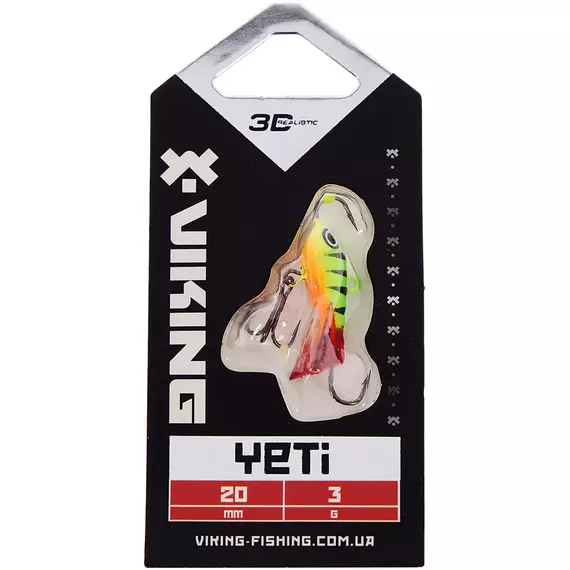 Балансир Viking Fishing Yeti Ice Jig 20mm 3.0g #4 Fire Perch, Размер/Вес: 20мм/3г, Колір балансиру: #4 Fire Perch, фото , изображение 2