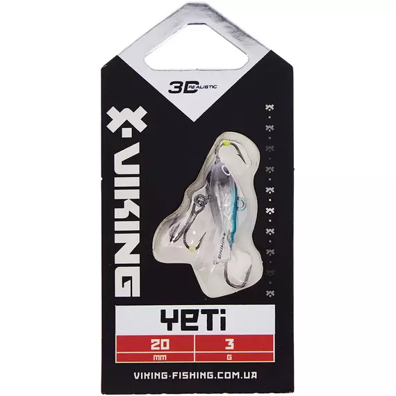 Балансир Viking Fishing Yeti Ice Jig 20mm 3.0g #3 Light Blue Glam, Размер/Вес: 20мм/3г, Колір балансиру: #3 Light Blue Glam, фото , изображение 2