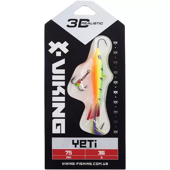 Балансир Viking Fishing Yeti Ice Jig 75mm 36.0g #04 Fire Perch, Розмір/Вага: 75мм/36г, Колір балансиру: #4 Fire Perch, фото , изображение 2