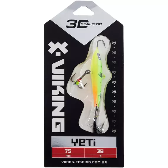 Балансир Viking Fishing Yeti Ice Jig 75mm 36.0g #05 Acid, Розмір/Вага: 75мм/36г, Колір балансиру: #5 Acid, фото , изображение 2