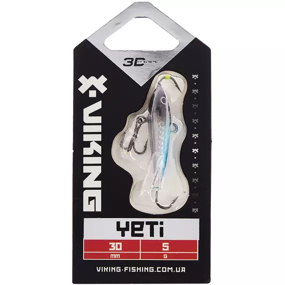 Балансир Viking Fishing Yeti Ice Jig 30mm 5.0g #03 Light Blue Glam, Розмір/Вага: 30мм/5г, Колір балансиру: #3 Light Blue Glam, фото , изображение 2