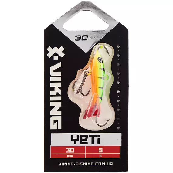 Балансир Viking Fishing Yeti Ice Jig 30mm 5.0g #04 Fire Perch, Розмір/Вага: 30мм/5г, Колір балансиру: #4 Fire Perch, фото , изображение 2