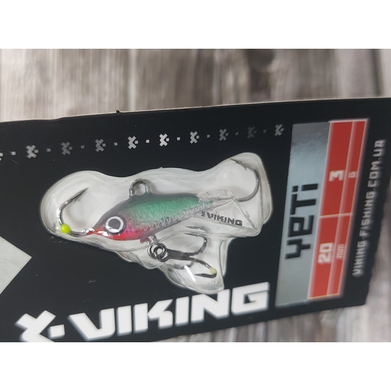 Балансир Viking Fishing Yeti Ice Jig 20mm 3.0g #19 Green Anchovy, Розмір/Вага: 20мм/3г, Колір балансиру: #19 Green Anchovy, фото , изображение 3