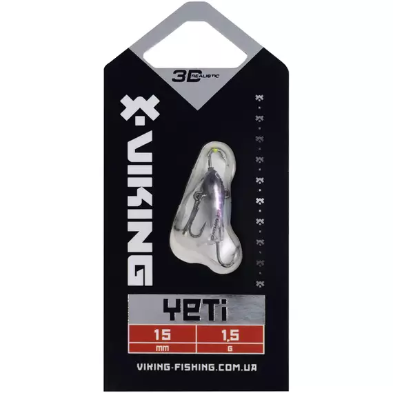 Балансир Viking Fishing Yeti Ice Jig 15mm 1.5g #01 Blue Glam, Размер/Вес: 15мм/1.5г, Колір балансиру: #1 Blue Glam, фото , изображение 2