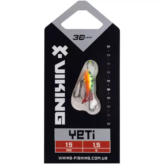 Балансир Viking Fishing Yeti Ice Jig 15mm 1.5g #04 Fire Perch, Розмір/Вага: 15мм/1.5г, Колір балансиру: #4 Fire Perch, фото , изображение 2