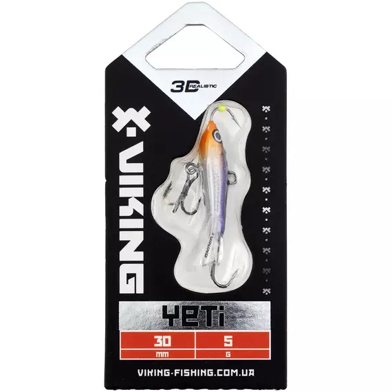 Балансир Viking Fishing Yeti Ice Jig 30mm 5.0g #20 Violet Anchovy, Розмір/Вага: 30мм/5г, Колір балансиру: #20 Violet Anchovy, фото , изображение 2