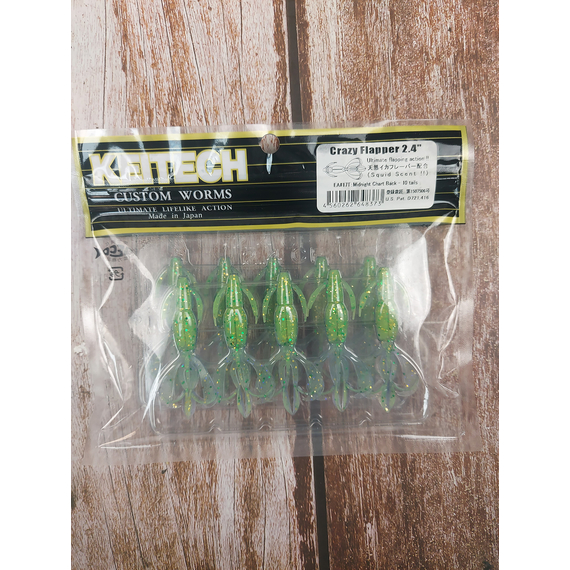 Силікон Keitech Crazy Flapper 2.4" (10 шт/уп),, колір: ea#17 midnight chart back, Довжина силікону: 2.4" (6.1 см), Колір силікону: EA#17 Midnight Chart Back, фото , изображение 2
