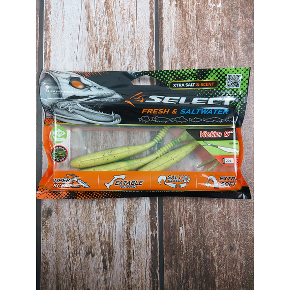 Силікон Select Victim V-Tail 6" #203 (3 шт / уп), Довжина силікону: 6.0" (15.24 см), Колір силікону: 203, фото , изображение 3