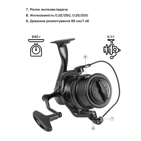 Котушка Brain Apex Carp Big Pit 8000 6+1BB 4.1:1, Размер шпули: 8000, фото , изображение 9