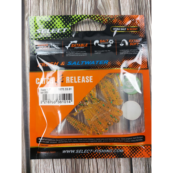 Силікон Select Toxic 1.7" col.006 (8 шт/упак), Довжина силікону: 1.7" (4.2 см), Колір силікону: 006, фото , изображение 9