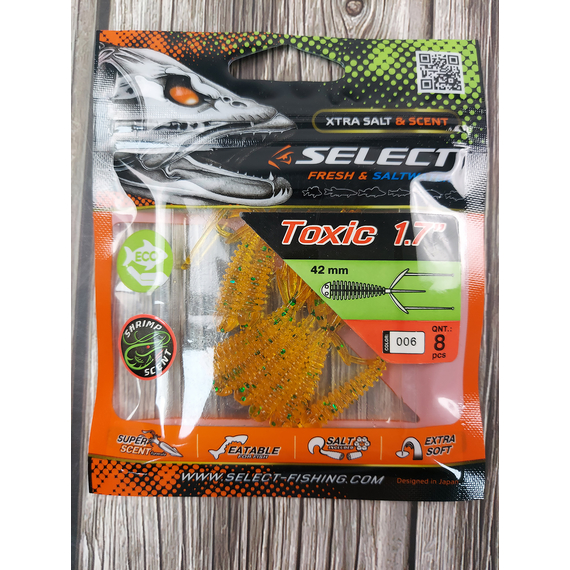 Силікон Select Toxic 1.7" col.006 (8 шт/упак), Довжина силікону: 1.7" (4.2 см), Колір силікону: 006, фото , изображение 4