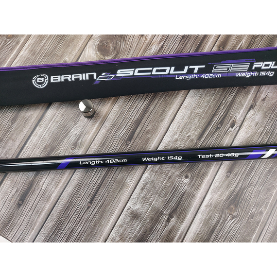 Маховое удилище Brain Scout SE Pole 5m, тест 20-40g. Поплавочное удилище без колец с коннектором, Довжина: 5m, Тип вудлища: без кільце (махове), фото , изображение 10