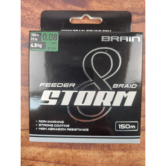 Шнур Brain Storm 8X (green) 150m 0.08mm 11lb/4.8kg, Диаметр: 0.08mm, Выберите цвет: Зелений, фото , изображение 4