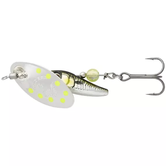 Блесна Savage Gear Sticklebait Spinner #2 7.3g Green Silver Ayu, Вес: 7.3g, Цвет блесны: Green Silver Ayu, фото 