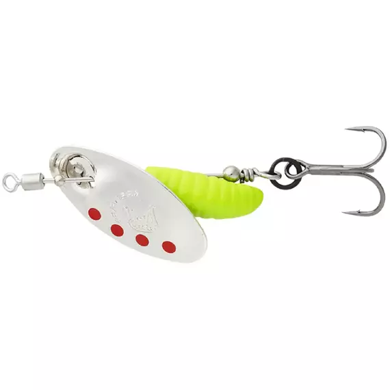 Блешня Savage Gear Grub Spinners #2 5.8g Silver Red Lime, Вес: 5.8g, Цвет блесны: Silver Red Lime, фото 