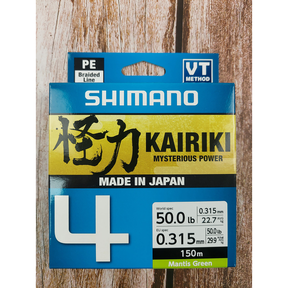 Шнур Shimano Kairiki 4 PE (Mantis Green) 150m 0.315mm 29.9kg, Діаметр: 0.315mm, Колір: салатовий, фото , изображение 2