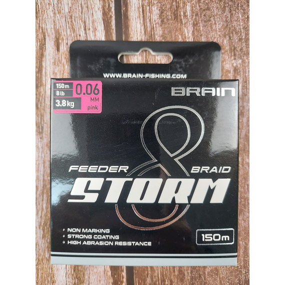 Шнур Brain Storm 8X (pink) 150m 0.06mm 8lb/3.8kg, Диаметр: 0.06mm, Выберите цвет: Рожевий, фото , изображение 4