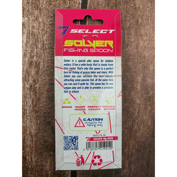 Блешня Select Solver 10.0g 71mm S50, Вага блешні: 10г, Колір блешні: S50, фото , изображение 3