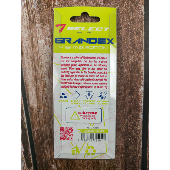 Блешня Select Grandex 10.0g 63mm #08, Вага блешні: 10г, Колір блешні: 08, фото , изображение 2