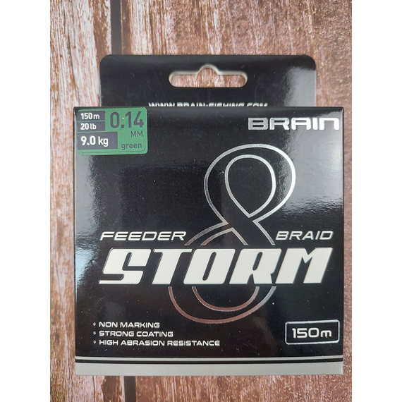 Шнур Brain Storm 8X (green) 150m 0.14mm 20lb/9.0kg, Диаметр: 0.14mm, Выберите цвет: Зелений, фото , изображение 4