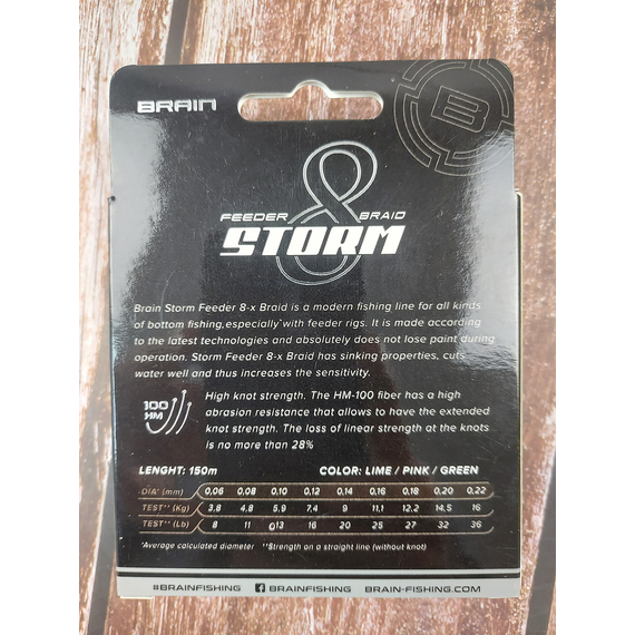 Шнур Brain Storm 8X (green) 150m 0.14mm 20lb/9.0kg, Диаметр: 0.14mm, Выберите цвет: Зелений, фото , изображение 7