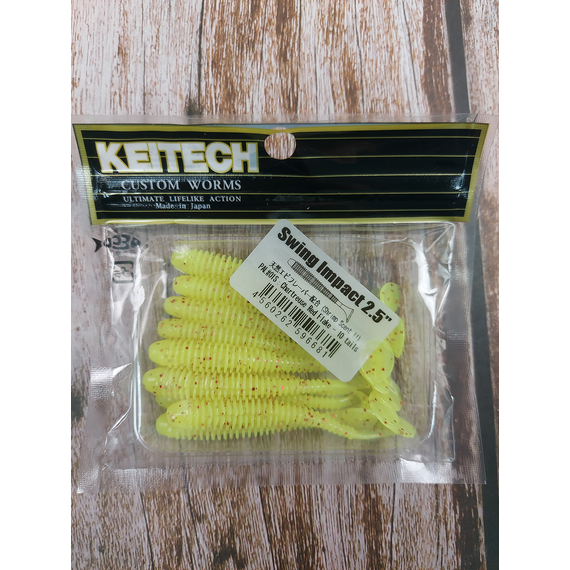 Силікон Keitech Swing Impact 2.5" (10 шт/упак), колір:pal#01 chartreuseredflake, Довжина силікону: 2.5" (6.3 см), Колір силікону: PAL#01 Chartreuse Red Flake, фото , изображение 2