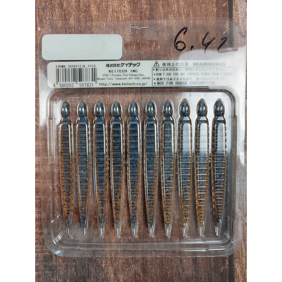 Силикон Keitech Custom Leech 3" (10 шт/упак) ц:111 cinnamonpp./blueneon, Длина силикона: 3" (7.6 см), Расцветка силикона: 111C Cinnamon PP/Blue Neon, фото , изображение 4