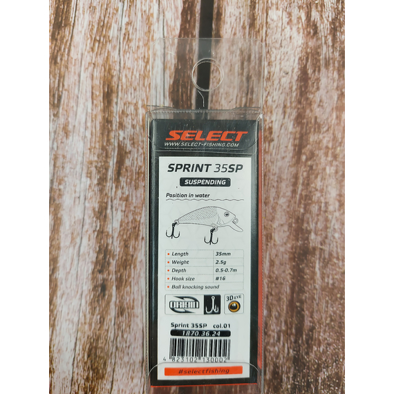 Воблер Select Sprint 35SP 2.5g col.01 (0.5-0.7m), Цвет воблера: col.01, фото , изображение 2