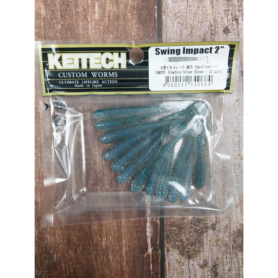 Силікон Keitech Swing Impact 2" (12 шт/уп),, колір: ea#22 electric silver shi, Довжина силікону: 2" (5.1 см), Колір силікону: EA#22 Electric Silver Shi, фото , изображение 2