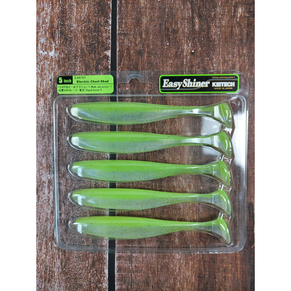Силікон Keitech Easy Shiner 5" (5 шт/уп),, колір: ea#19 electric chart shad, Довжина силікону: 5" (12.7 см), Колір силікону: EA#19 Electric Chart Shad, фото , изображение 2